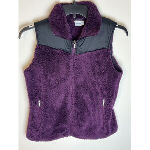 Columbia‎ Purple and Black Fluffy Teddy Bear Soft Vest Women Size Small Full Zip